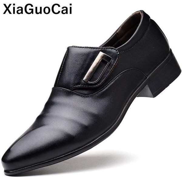 

new arrival men dress shoes autumn winter male leather flats slip-on pointed toe luxury british lazy man footwear casual, Black