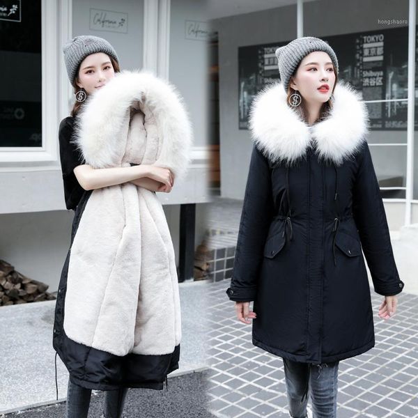 

new style parkas women casual winter and autumn jacket coat hooded fur collar thick section warm winter jackets snow coat jacke1, Black