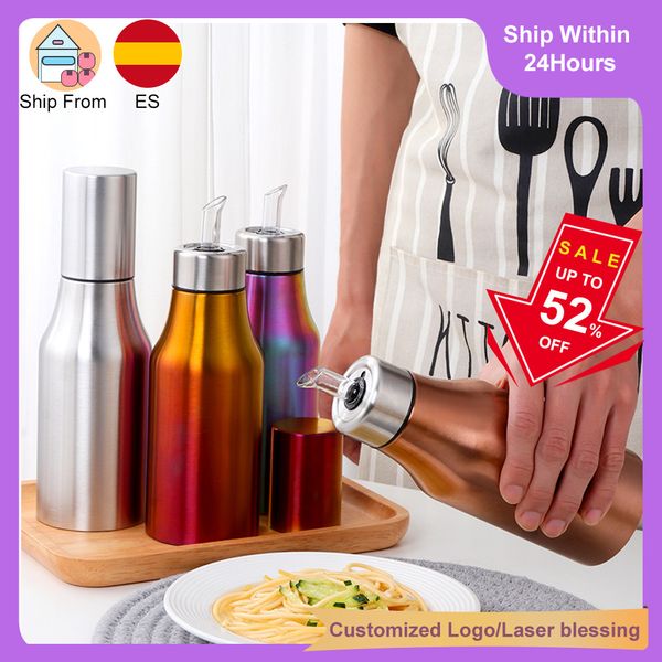 

stainless steel olive oil dispenser bottle grill bbq vinegar can metal leakproof storage tools gravy boat kitchen gadgets q0108