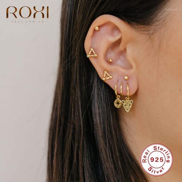 

hoop & huggie roxi mini animal cheetah head earrings for women men birthday gift punk 925 sterling silver jewelry oorbellen1, Golden;silver
