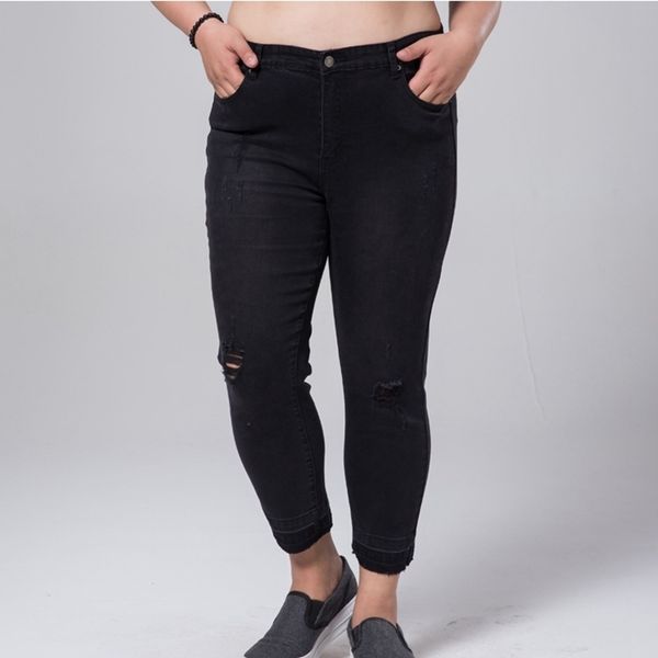 

lguc.h women jeans large size oversized ripped jeans women plus size classic distressed jeans woman pants black 7xl 6xl 201105, Blue