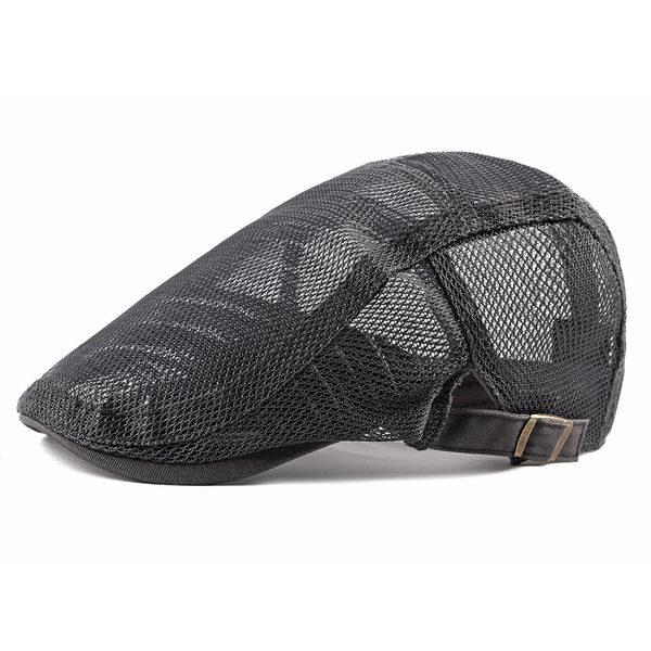 

berets men breathable mesh summer hat sboy beret ivy cap cabbie flat gatsby driving black brown, Blue;gray