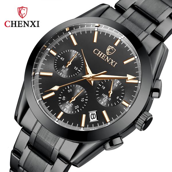 

dawn men's steel belt multi-functional three eye six pin sports watch