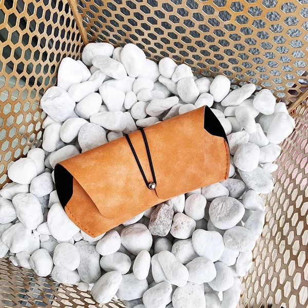 

glasses 2020 new women's simple storage case case box portable matte leather sunglasses storage sun eye box, Blue