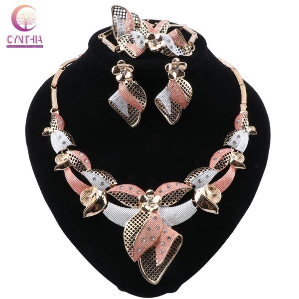 

cynthia bridal jewelry sets crystal dubai jewelry sets multi color necklace earrings bracelet ring for women classic set, Silver