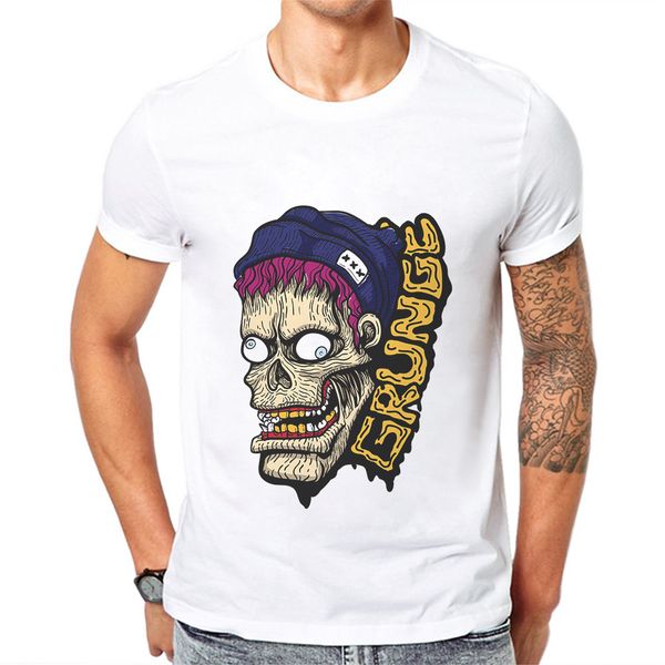 

summer men short sleeve t-shirt grunge zombie printed white trend mens t shirts blusa masculina sport hooded sweatshirt hoodie