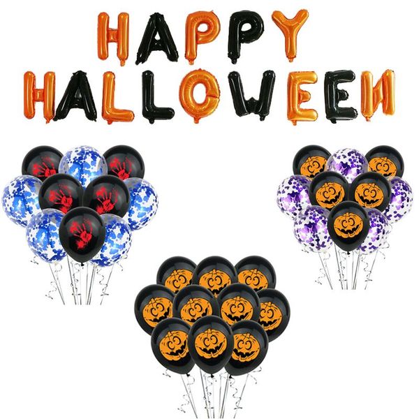 

zljq 12inch 10pcs halloween balloons pumpkin latex balloon halloween decoration letter balloon halloween party decorations sqcnmr pingtoy