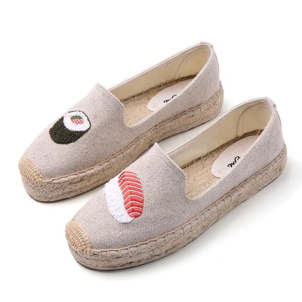 

emboridery sushi upper, women spring platform slippers, in beige color, Black