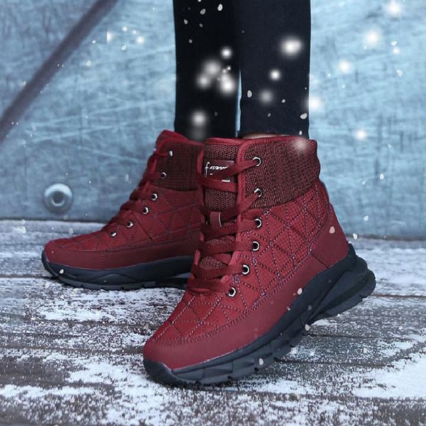 

women ankle boots warm plush snow boots women shoes ladies winter sneakers comfortable shoes woman wedges winter, Black