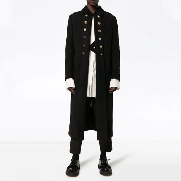 

2021 s-7xl new autumn heavy winter long coat loose male jacket young wool lapel j1hp, Black