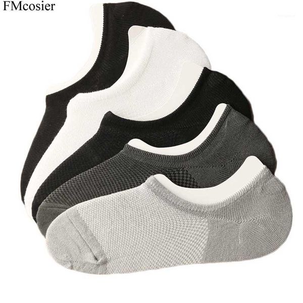 

5 pairs lot non slip summer men socks bamboo black white breathable short ankle mens socks man chaussette homme1