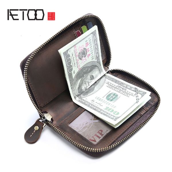 

hbp aetoo vintage mad horse leather men's short wallet, Red;black