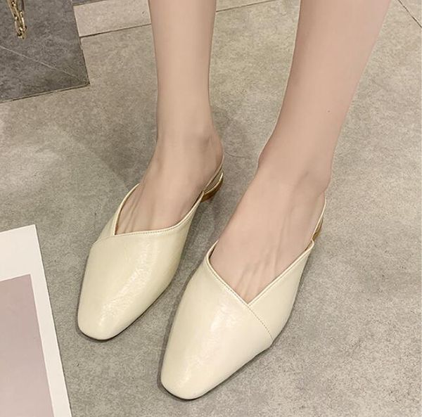 

european and american fashion new baotou half slippers female spring and summer version of small fangyuan head non-slip fashion lazy drag888, Black
