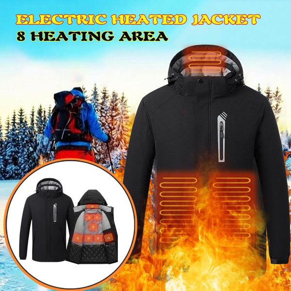 

outdoor t-shirts electric heated vest usb charging heating winter thermal hiking warm hunting hooded jacket coat, Gray;blue