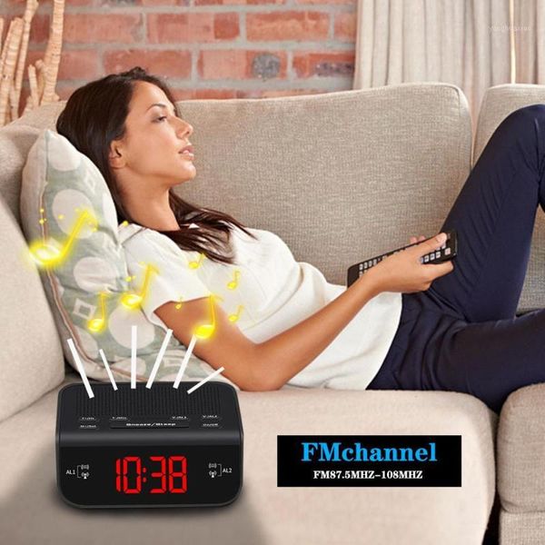 

other clocks & accessories creative alarm clock fm radio with dual buzzer snooze sleep function led time #3b271