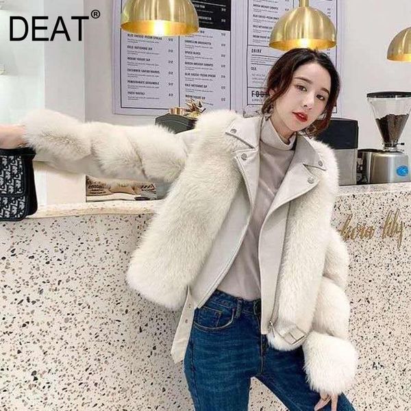 

women's fur & faux deat autumn and winter fashion casual long sleeve solid color slim turn-down collar zipper coat women sg558, Black