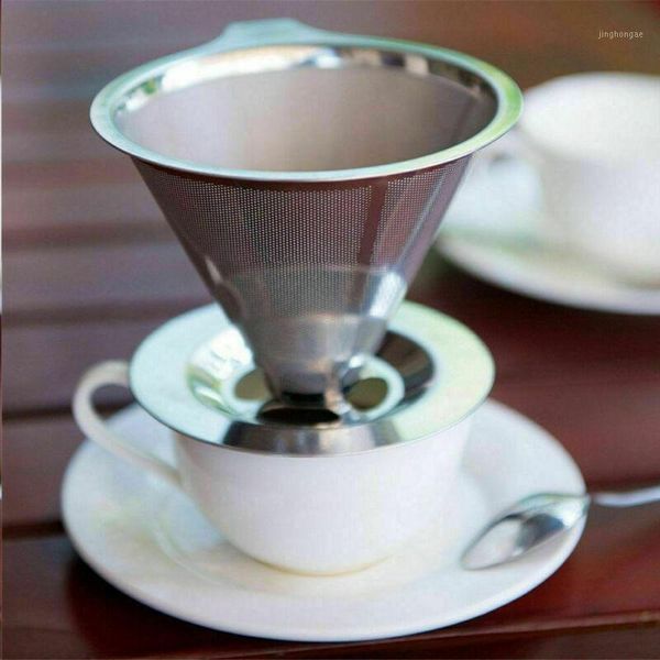 

stainless steel paperless pour over coffee reusable cone coffee dripper filter1
