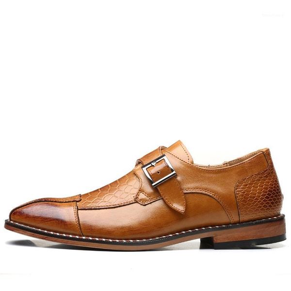 

men's welted single monk strap dress shoes handmade imported leather busines office formal shoes plus size man1, Black