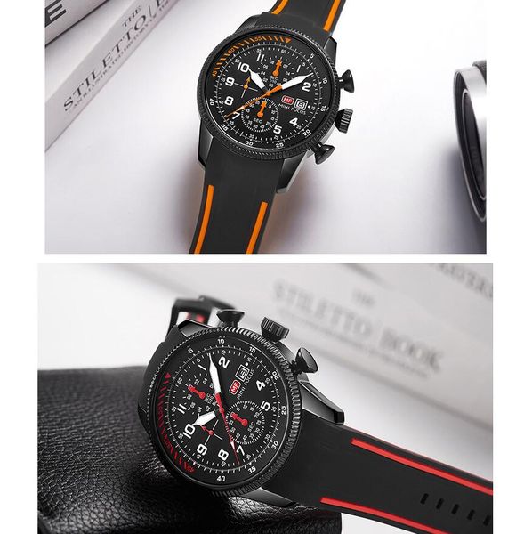 

silicone strap men watch fashion design digital dial male clock display date quartz-watch hodinky relogio masculino, Slivery;brown