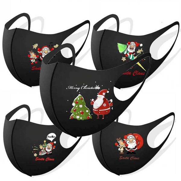 

face mask merry christmas santa gift designer face masks printing boys girls facemask dustproof washable men women classic black masks, Silver