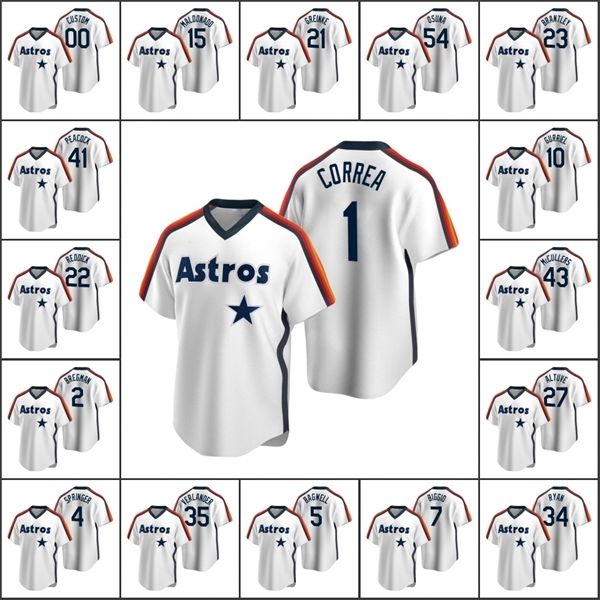 

houston\rastros men #2 alex bregman 27 jose altuve 4 george springer custom women youth white cooperstown collection home jersey, Blue;black