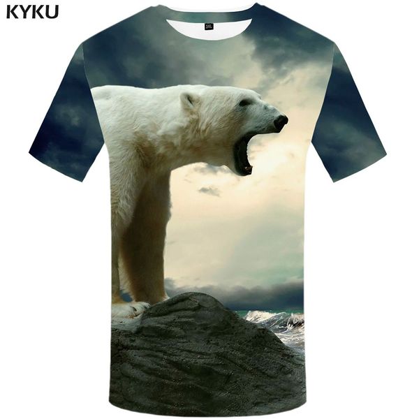 

brand bear character cool beauty animal punk rock 3d print shirts plus size plus size hentai men clothing