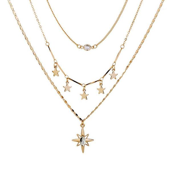 

cosplay six-pointed star sun multilayer pendant ms pearl necklace anime cos accessories props christmas halloween1, Silver