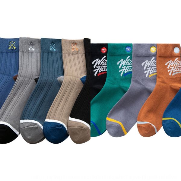 

новые мужские под huatian сапоги осень зима и 2020 вышитые модные носки мужские носки ahbuv, Black