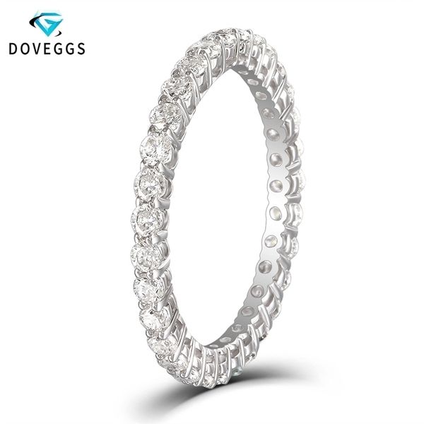 

doveggs classic 10k white gold 1ctw 2mm brilliance moissanite diamond engagement ring for women eternity bridal wedding bands t200718, Slivery;golden
