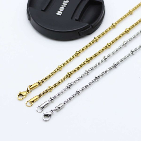 

steel pearl korean chain titanium stainless mesh steel gold mesh necklace women's clavicle chain pendant with chain, Silver