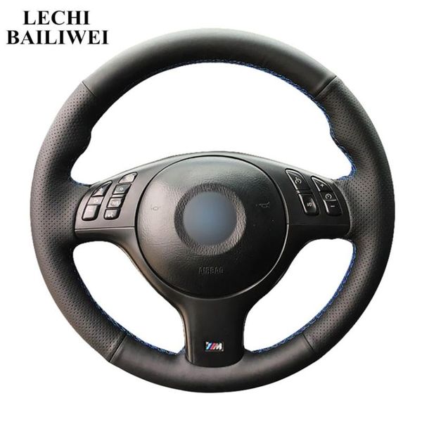 

diy hand-stitched black artificial leathers car steering wheel cover for 330i 540i 525i 530i 330ci e46 m3 e39 2001-2014