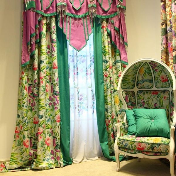 

rural floral curtains bohemian southeast asian style splicing living room bedroom shading1