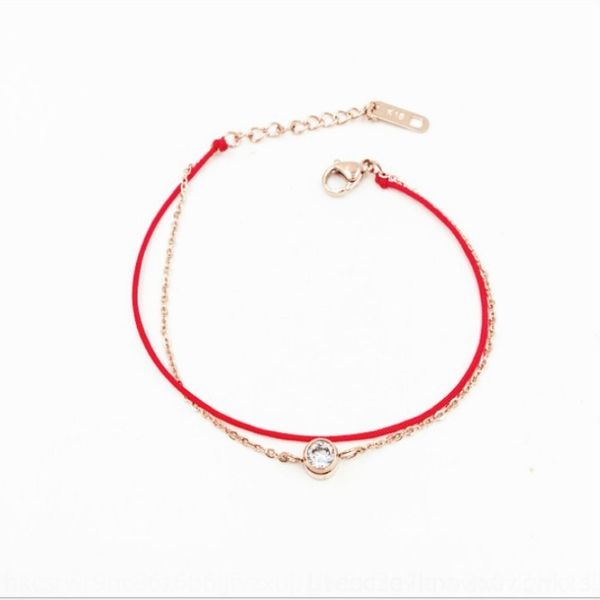 

vdkph thai diamond national red rope double layer female small fresh ethnic style single titanium steel bracelet bracelet was9z, Golden;silver