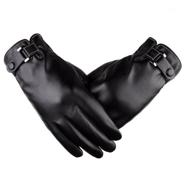 

winter gloves men' touch screen leather gloves simulation leather washed pu plus velvet warmth riding1, Blue;gray