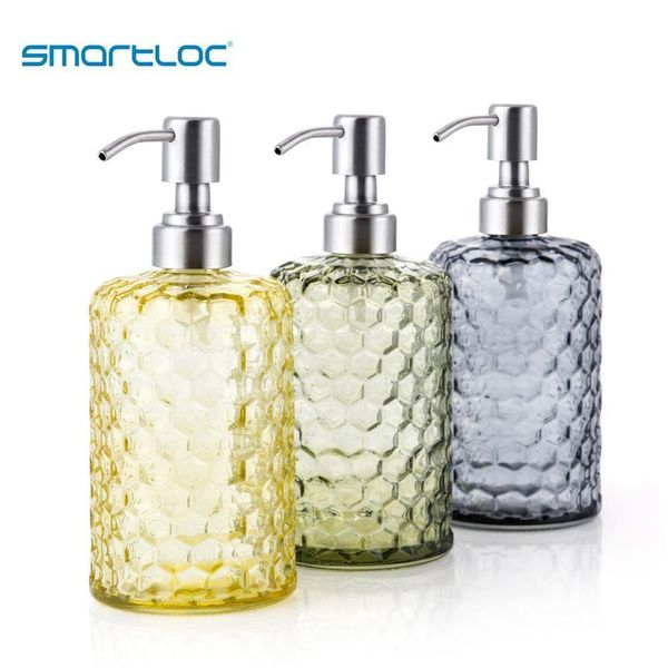 Smartloc 600ml Dispenser di sapone liquido per mani in vetro Pompa Doccia a parete Shampoo Bottiglia automatica Set di accessori per il bagno da cucina intelligente Y200407