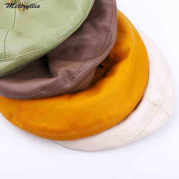 

berets [meltryllis] winter hat girl beret beanies cap at all season chic pu leather french style for women trendy, Blue;gray