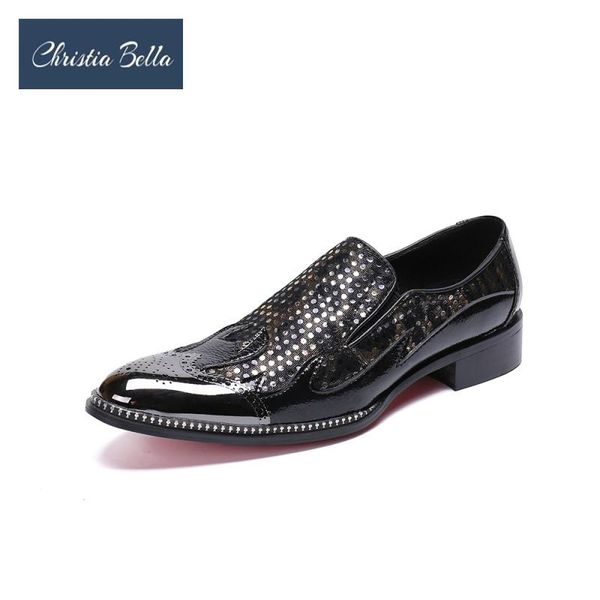 

christia bella big size carved pattern black classic man shoes genuine leather business shoes formal prom wedding handmade