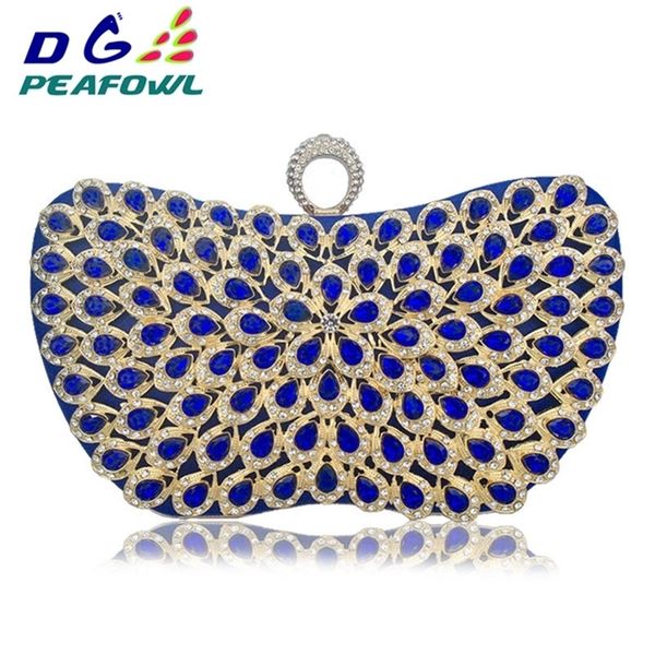 

new design metallic blue diamonds beaded flower handbags girls elegant wedding purses evening bags ladies day clutches party bag y201224