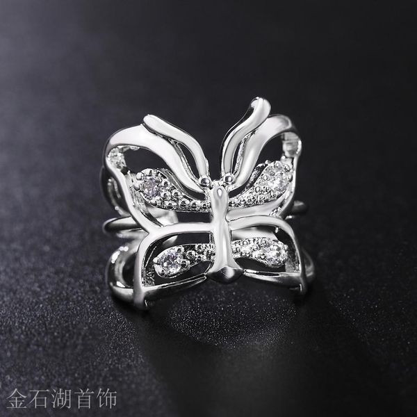 

new silver color women lady cute wedding party gift fashion charm crystal hollow butterfly ring sweet style r035 h bbyemc