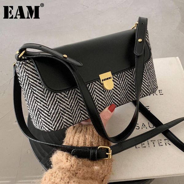 

cross body [eam] women strip small elegant pu leather flap personality all-match female crossbody shoulder bag fashion 2021 18a1296