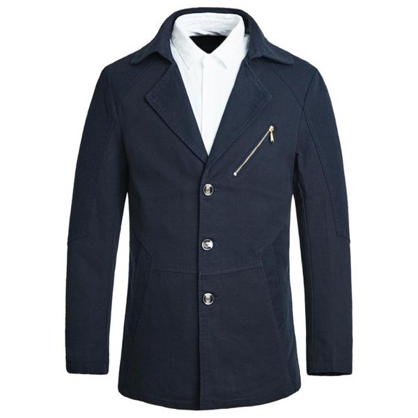 

men's trench coats men 2021 spring business casual coat jacket brand fashion long sleeve 100% cotton solid washed, Tan;black