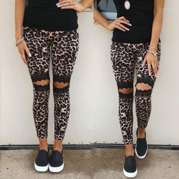 

yoga outfits ladies hollow leopard lace splicing running trousers high waist sport leggings pants mallas deporte mujer1, White;red