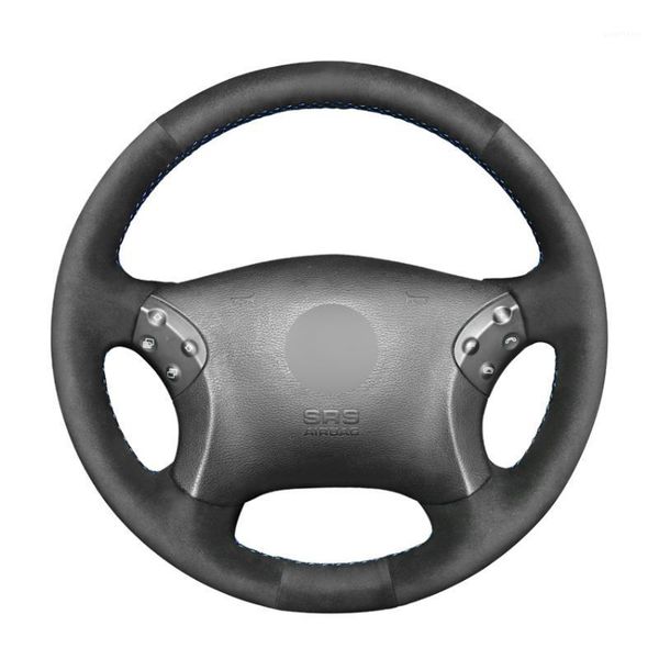 

hand-stitched black suede car steering wheel cover for w203 c-class 2001 2002 2003 2004 2005 2006 20071