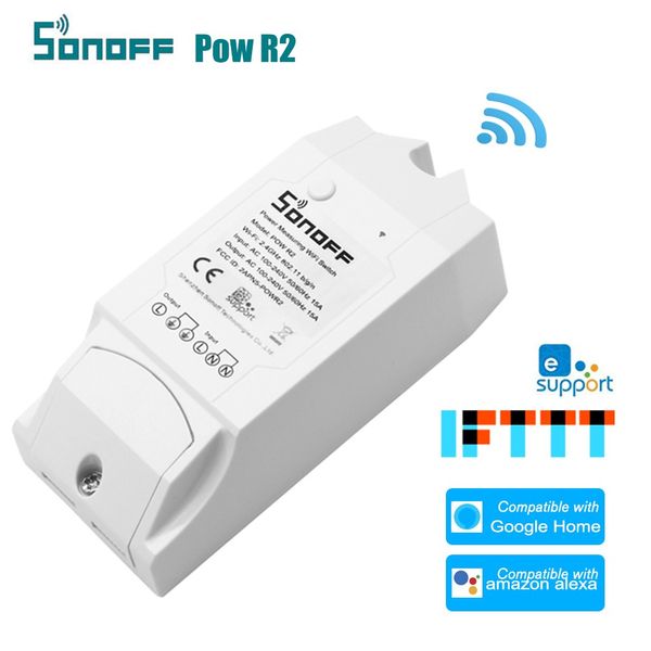Sonoff Wifi Interruptor Inteligente POV R2 ITead com estatísticas de detecção de eletricidade Corrente e tensão Exibição de sobrecarga de sobrecarga compatível