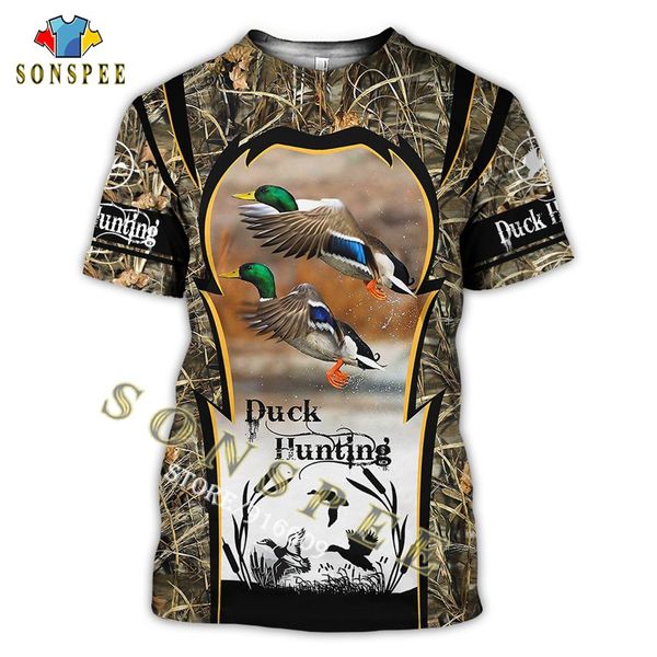 

sonspe camouflage hunting wild duck animal summer 3d print shirts oversized aesthetic anime men clothing