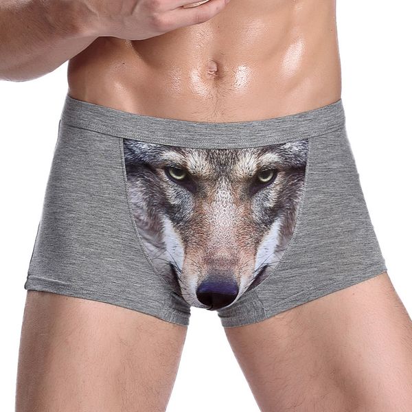 

4xl large size male underwear funny cool underpants wolf modal u convex underware men boxers comfortable soft boxer shorts man