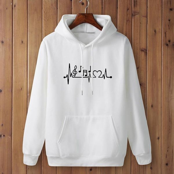 

women music notes heartbeat printed fashion funny long sleeve hoodies rock and roll hoodie music teacher gift sweatshirt, Black