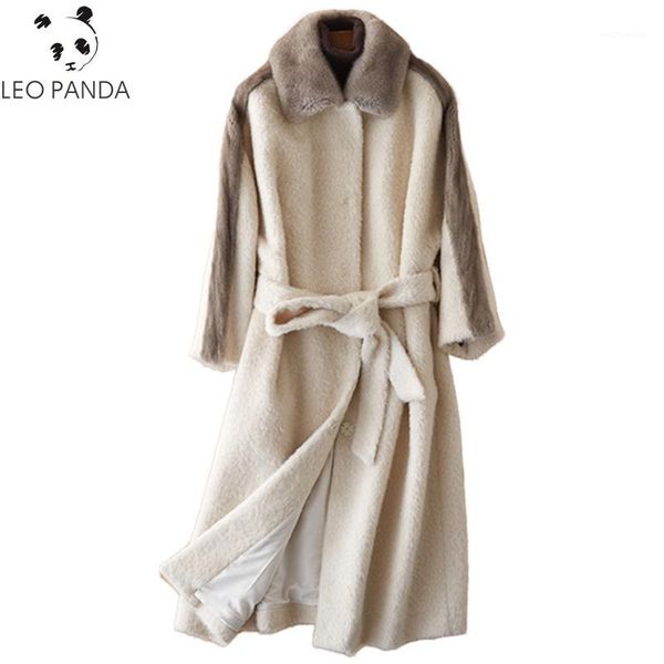 

2020 winter100% wool jacket women real fur coat wool jacket coat korean elegant slim fit cashmere x-long clothes1, Black
