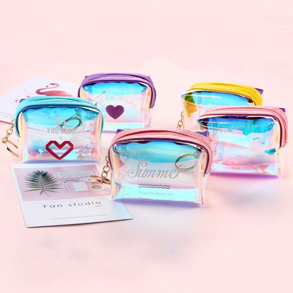 

2021 mini coin purse clear jelly transparent wallet small zipper purse pvc change purse pouch for women, Red;black