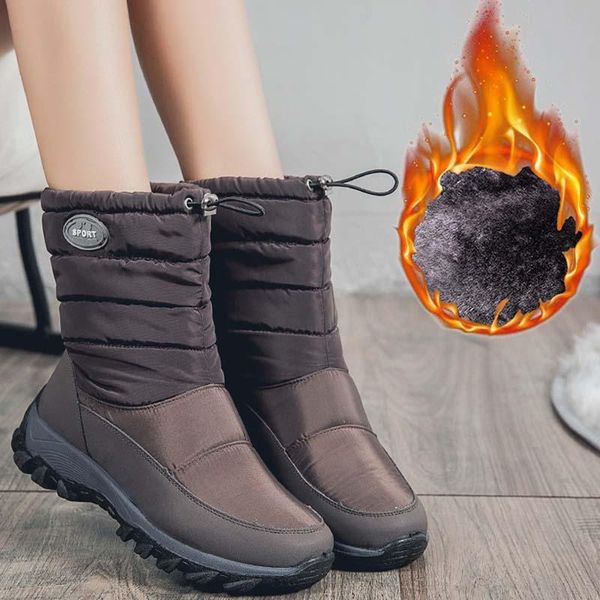 

2020 winter boots women fashion casual women's warm shoes thick bottom female platform boots shoes woman botas mujer plus size, Black